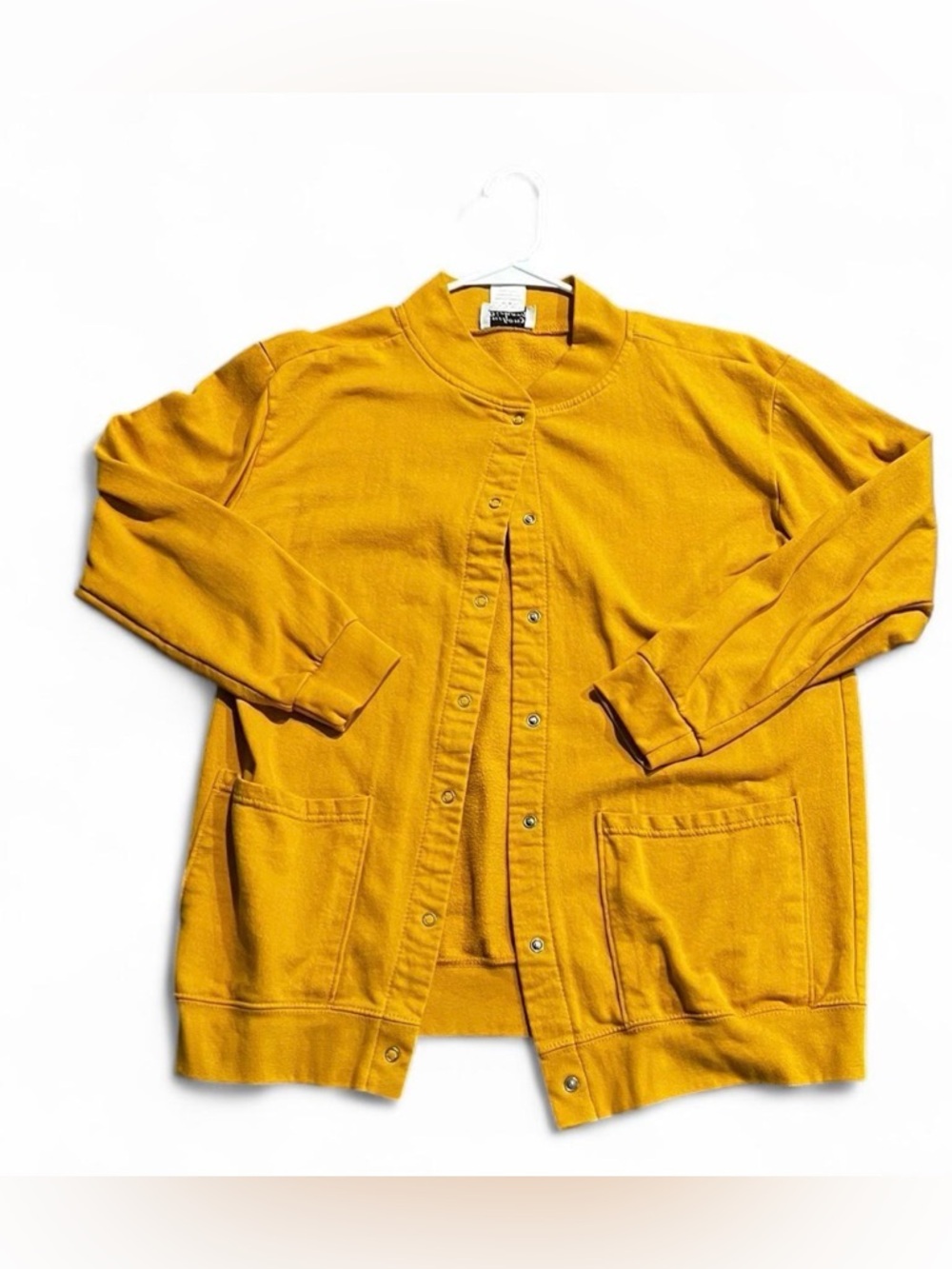 Anthony Richards Mustard Yellow Snap-Front Cardigan Sweatshirt #vintage